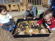 Autumn sensory bottle and natural object exploration