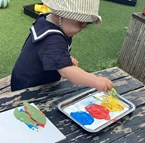 Painting with leaves from the garden